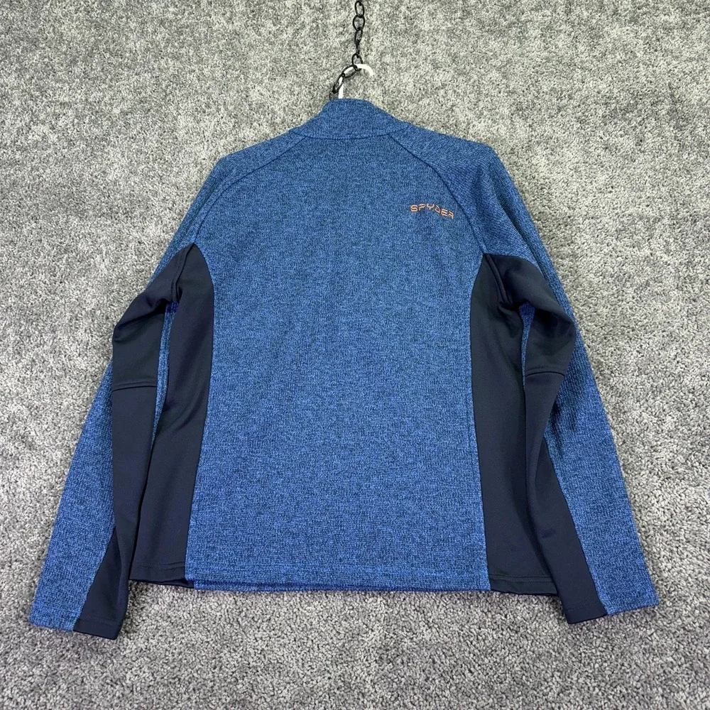 Spyder Sweatshirt Mens Medium Blue 1/4 Zip Fleece Pullover Thermal Ski Hiking